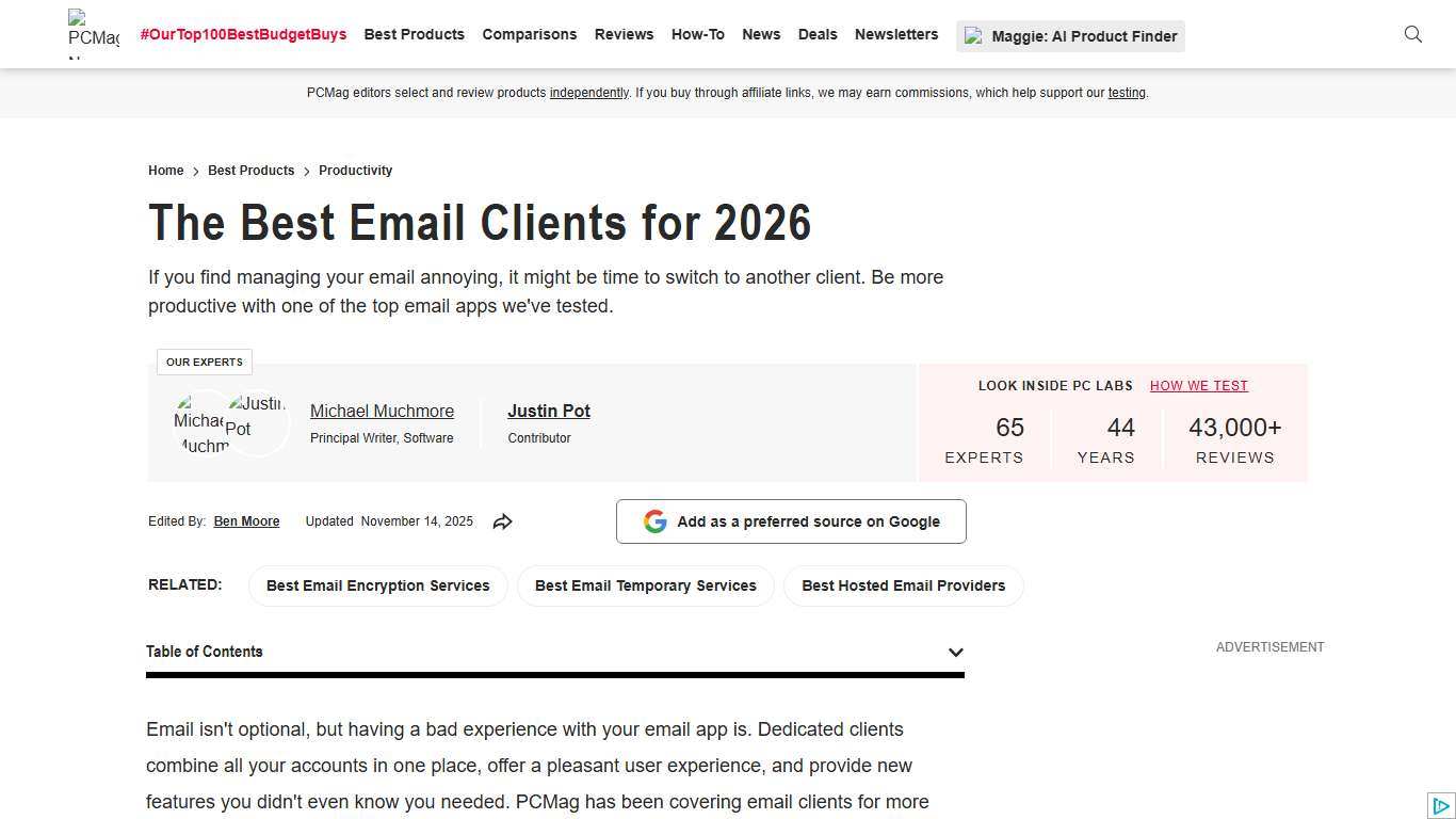 The Best Email Client's We've Tested for 2026 PCMag
